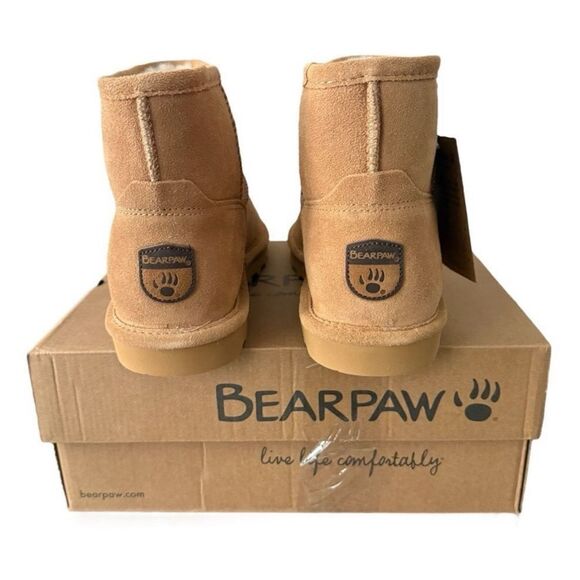 Bearpaw Tan Suede Ankle Boots Alyssa Iced Coffee Ankle Boots Suede Upper Size 11 - Picture 5 of 15
